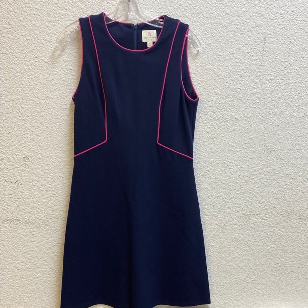 Julie Brown Navy Dress with Pink Trim